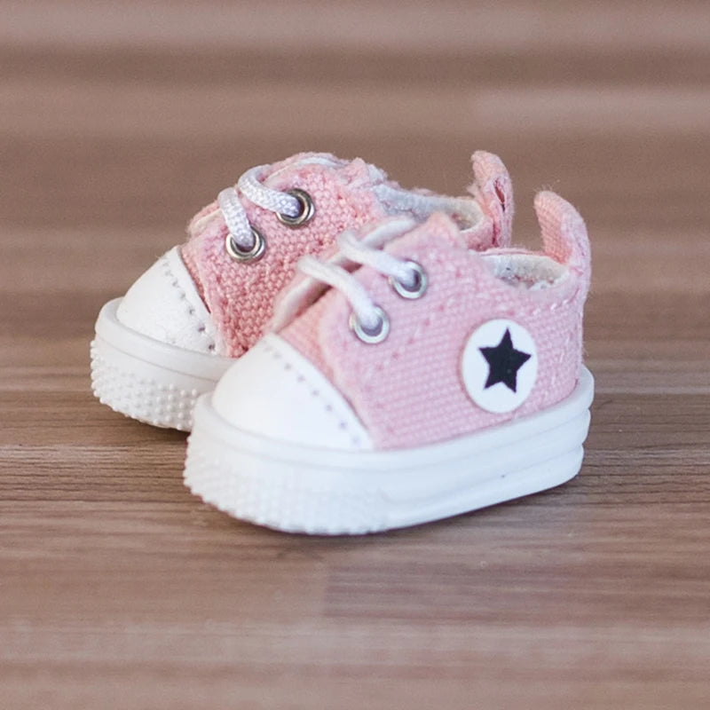 Obitsu 11 Fashion Canvas Shoes Ob11 Doll Accessories Mini Toy Sneaker Shoes With Shoelaces For 1/12 Bjd Doll, Ymy, Gsc Dod Dolls