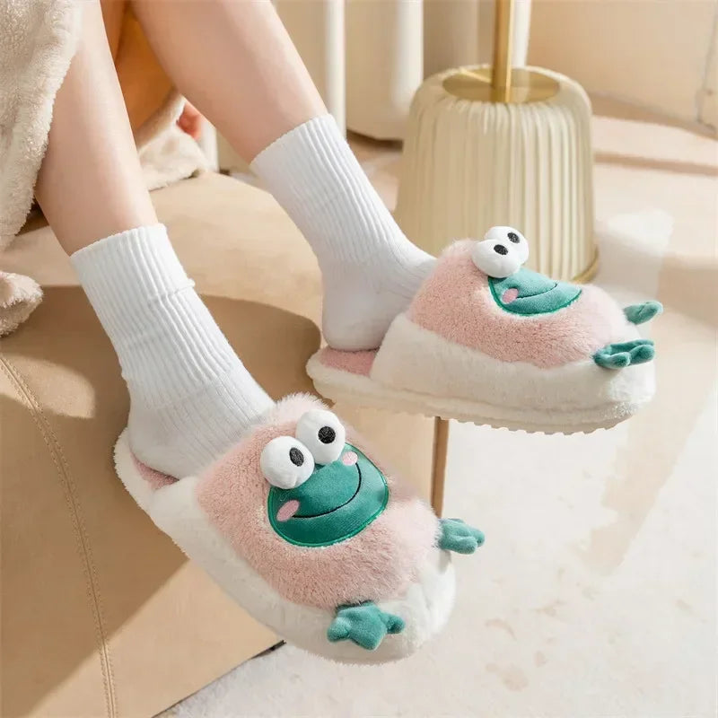 Home Slipper Womens Teddy Bear Winter Warm Plush Contton Indoor Funny Fuzzy Floor House Room Shoes Flat Female Men Male Platform