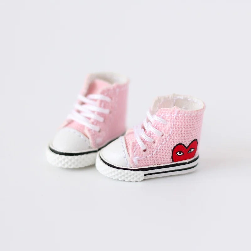 Obitsu 11 Fashion Canvas Shoes Ob11 Doll Accessories Mini Toy Sneaker Shoes With Shoelaces For 1/12 Bjd Doll, Ymy, Gsc Dod Dolls