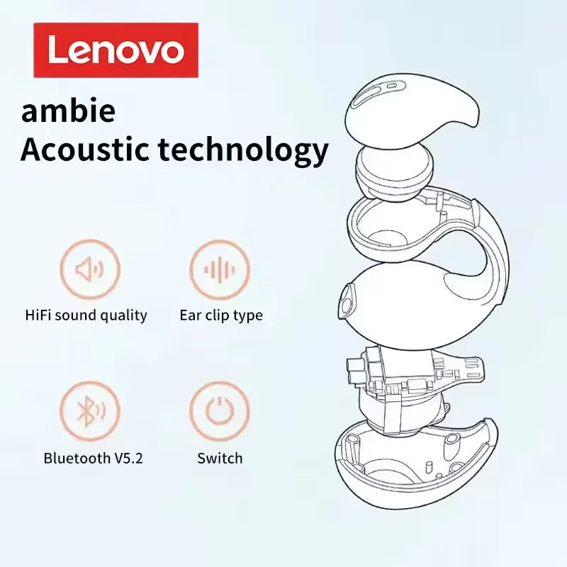 New Lenovo T75 Sound Quality Bone Conduction Wireless Bluetooth Headphones Sports Earphones 9D HiFi sound Touch control