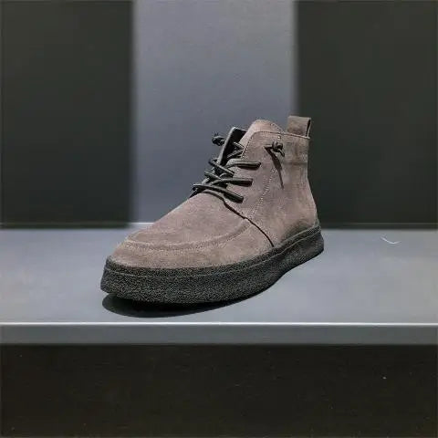 High Top Sneakers Men Winter Plush Boots Fashion Casual Nubuck Leather Breathable Height Increased Flat Platform Board Shoes