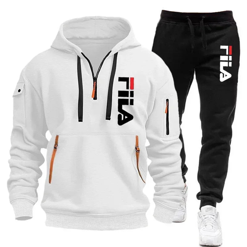 Two sets of 2025 new fashionable men's sportswear, a zippered hooded sweatshirt and sweatpants, for casual fitness and jogging