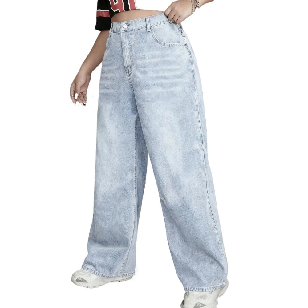 Autumn and Winter Women's High-waisted Jeans Retro Denim Casual Loose Style Y2K Fashionable Comfortable and Trendy Women's Wear