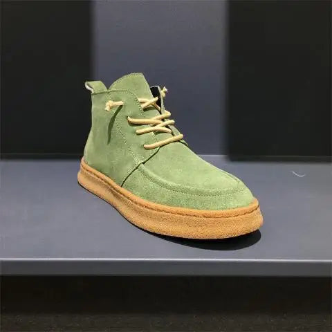High Top Sneakers Men Winter Plush Boots Fashion Casual Nubuck Leather Breathable Height Increased Flat Platform Board Shoes