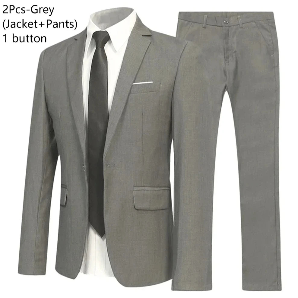 Men Suits Set Jackets Pants 2 Pieces Elegant For Wedding Slim Fit Blazers Formal Outfit Fashion Classic Full 2025 Costume