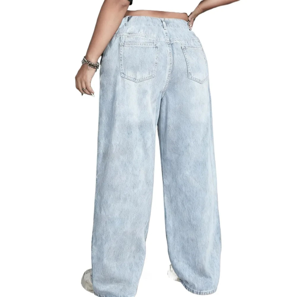 Autumn and Winter Women's High-waisted Jeans Retro Denim Casual Loose Style Y2K Fashionable Comfortable and Trendy Women's Wear