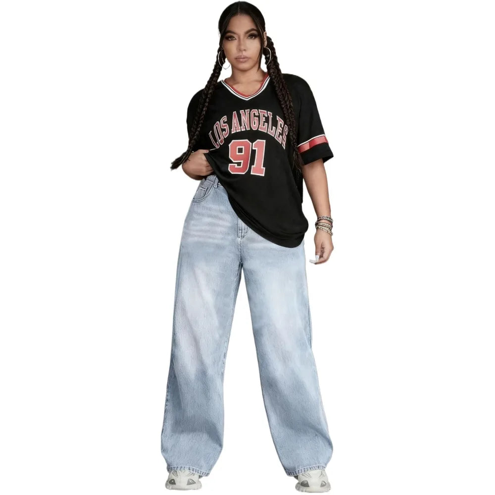 Autumn and Winter Women's High-waisted Jeans Retro Denim Casual Loose Style Y2K Fashionable Comfortable and Trendy Women's Wear