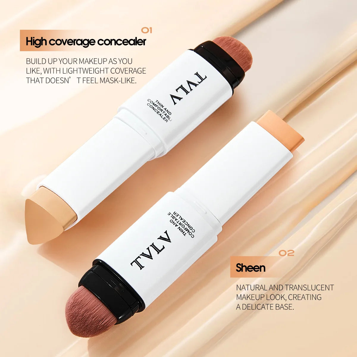 TVLV Concealer Stick Covers Spots Acne Dark Circles Long Lasting Smooth Non-Caking Face Makeup
