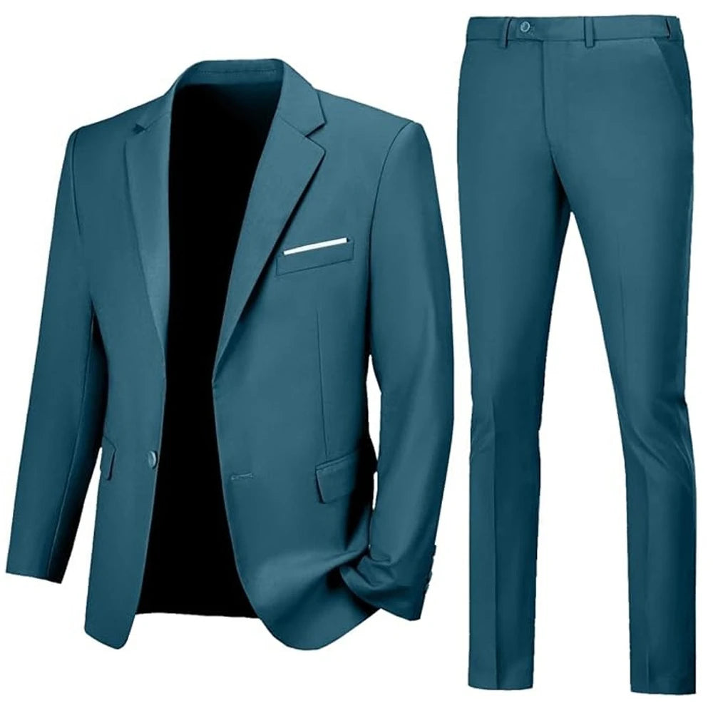 Men Suits Set Jackets Pants 2 Pieces Elegant For Wedding Slim Fit Blazers Formal Outfit Fashion Classic Full 2025 Costume
