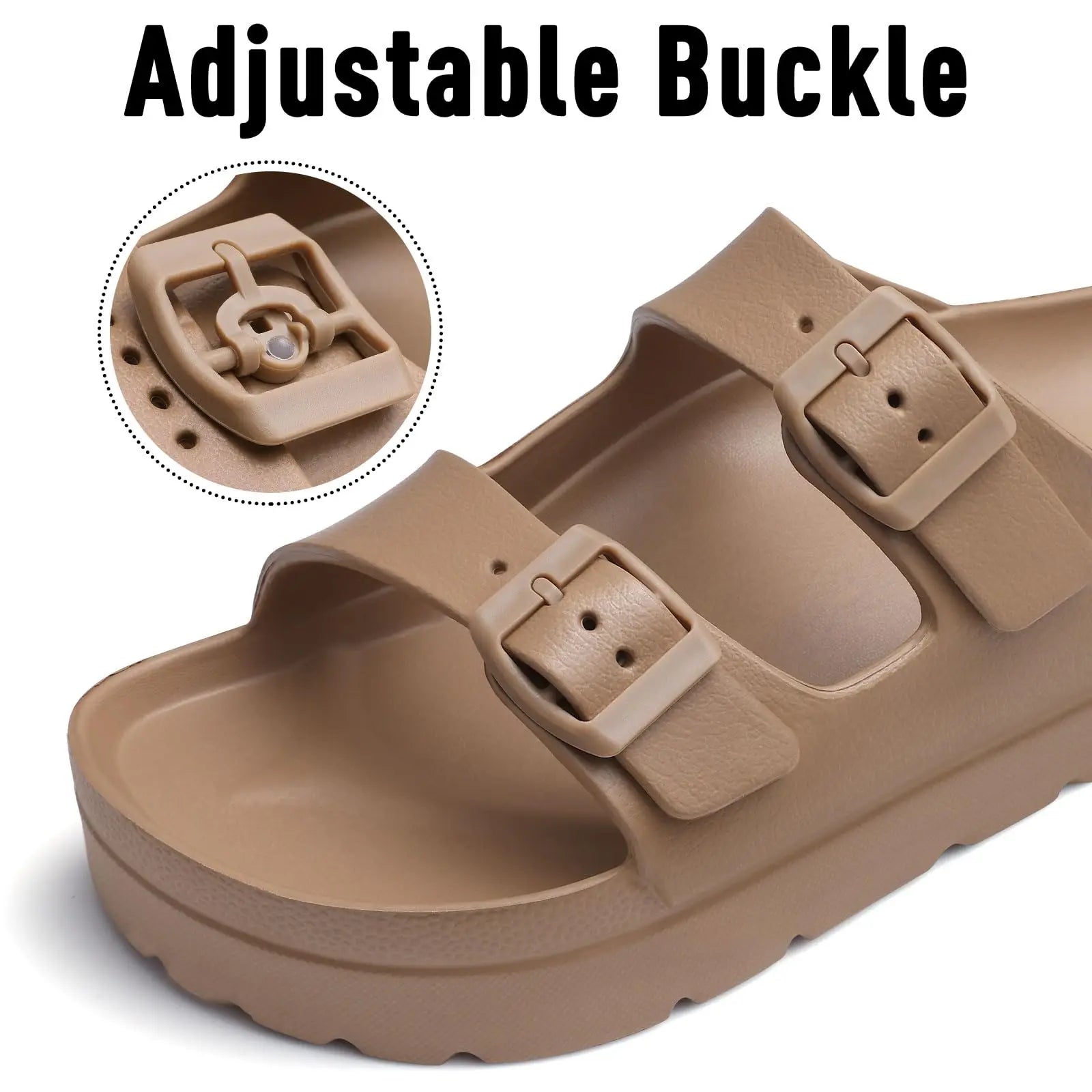 Kidmi Summer Women's Platform Sandals Comfort Foam Slides Lightweight Thick Soles Cloud Sandals Adjustable Buckle Cushion Sandal