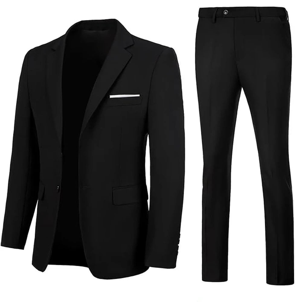 Men Suits Set Jackets Pants 2 Pieces Elegant For Wedding Slim Fit Blazers Formal Outfit Fashion Classic Full 2025 Costume