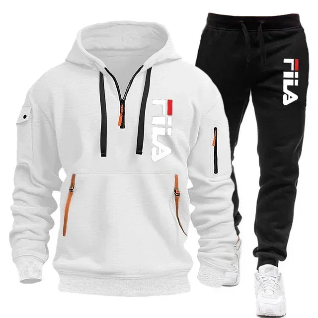Two sets of 2025 new fashionable men's sportswear, a zippered hooded sweatshirt and sweatpants, for casual fitness and jogging