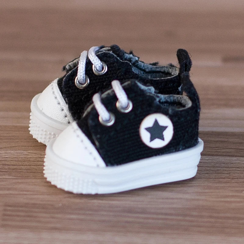 Obitsu 11 Fashion Canvas Shoes Ob11 Doll Accessories Mini Toy Sneaker Shoes With Shoelaces For 1/12 Bjd Doll, Ymy, Gsc Dod Dolls