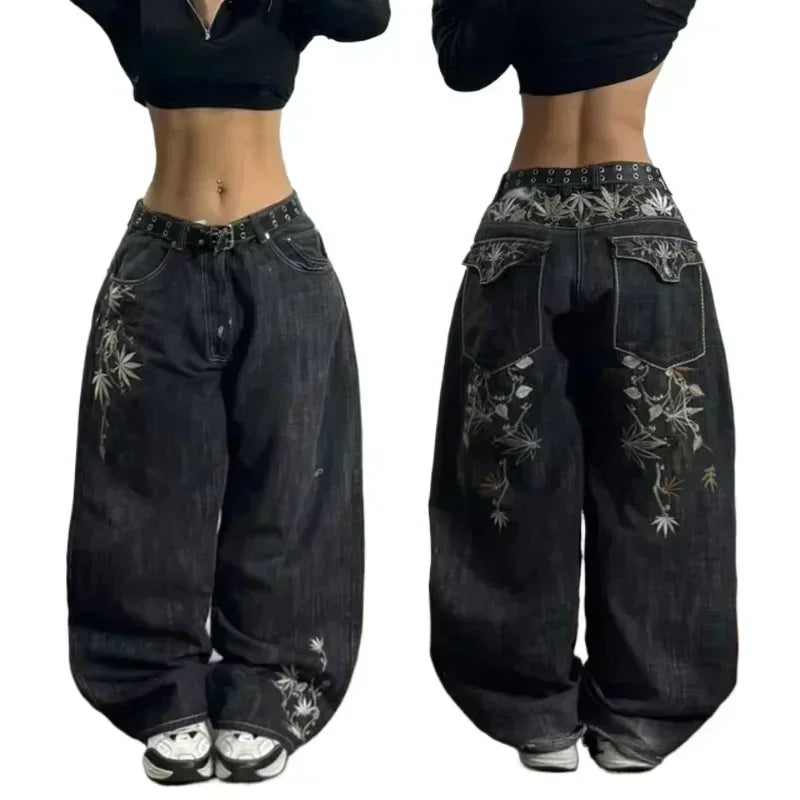 Korean Style Retro Washed Blue Elastic Jeans Women's Y2K Explosions Popular Harajuku hip-hop Gothic Casual Joker Street Wear