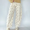 Fashion Women Barrel Jeans Dot Print Loose Denim Pants Spring Casual Baggy Trousers Fashion Wide-Leg Pants