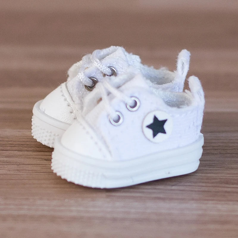 Obitsu 11 Fashion Canvas Shoes Ob11 Doll Accessories Mini Toy Sneaker Shoes With Shoelaces For 1/12 Bjd Doll, Ymy, Gsc Dod Dolls