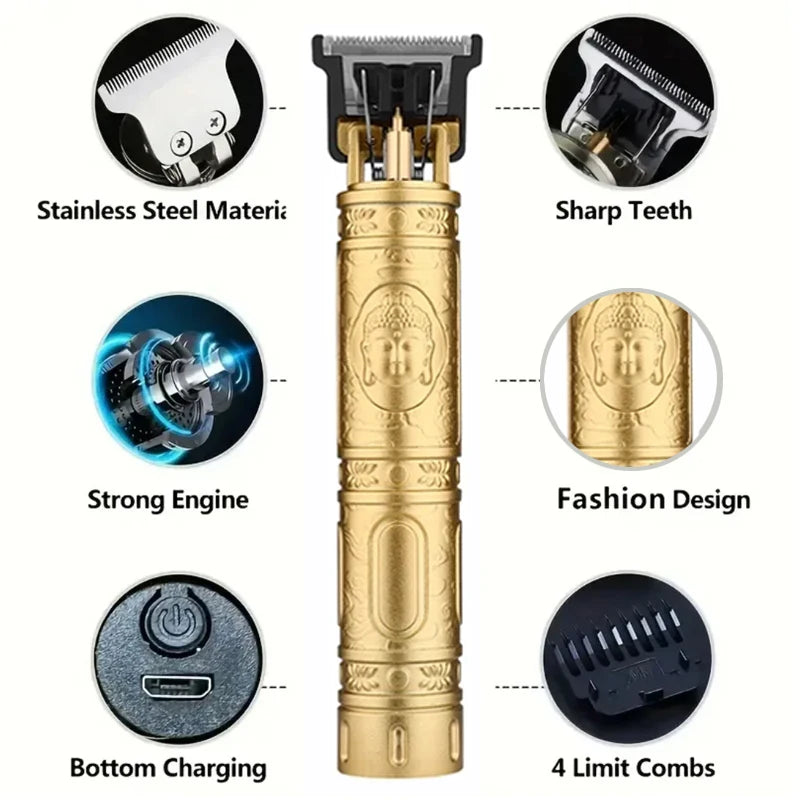 Carving Hair Clipper Professional Hair Cutting Machine Barber Rechargeable Hair Trimmer Metal Haircut Machine Clipper for Men