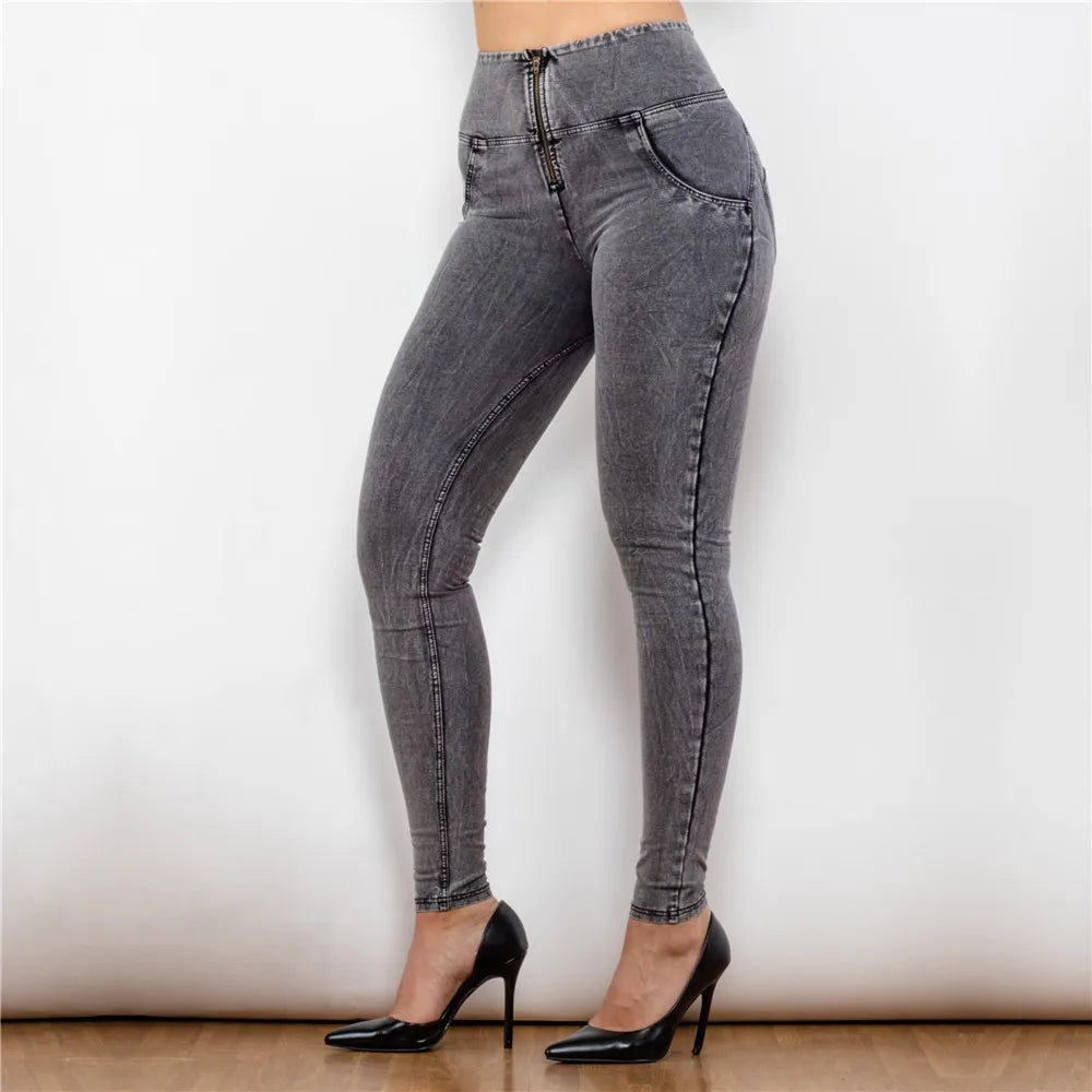 Melody Grey High Waist Zipper Fly Jeans Jeggings