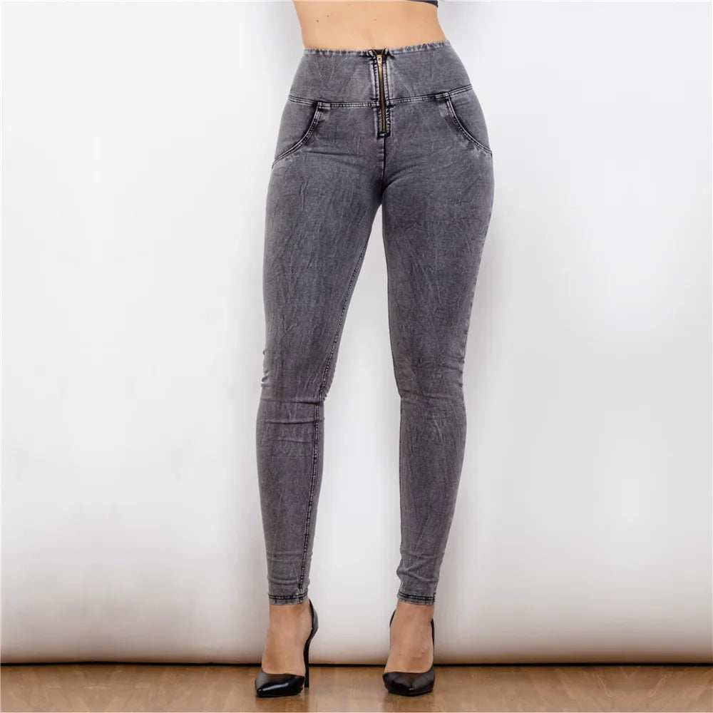 Melody Grey High Waist Zipper Fly Jeans Jeggings