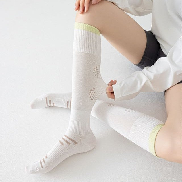 Sporty Functional Calf Socks For Women, Summer-Only Compression Long Socks With Elastic Shaping, Ideal For Fitness, Running And Skipping Rope