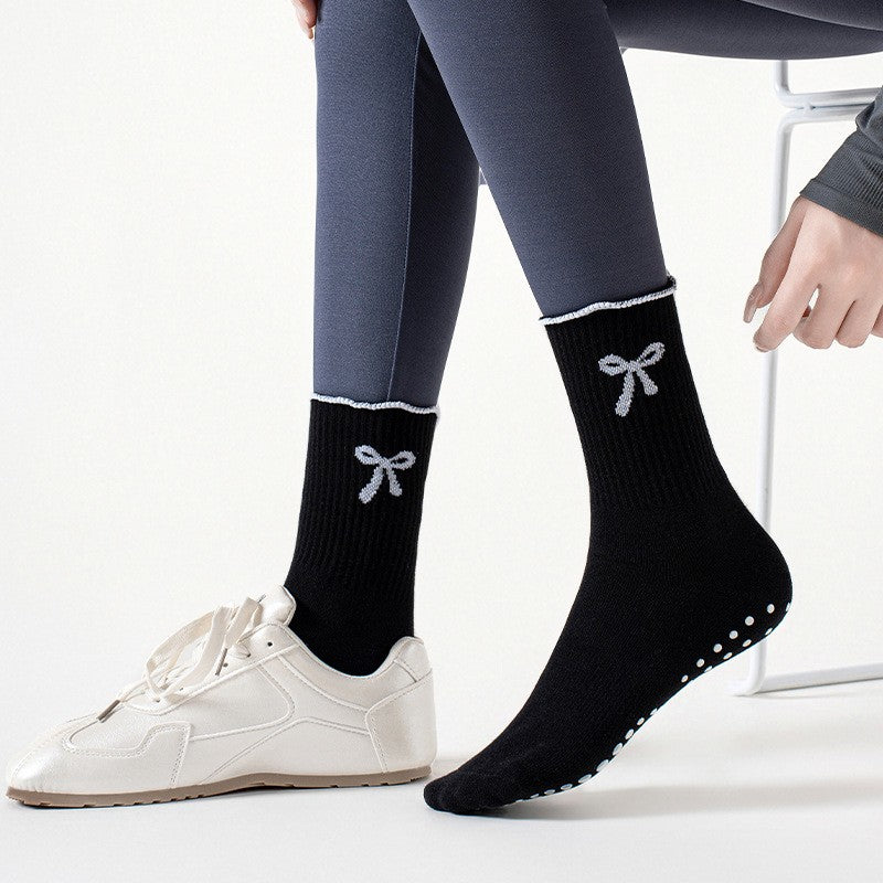 Socks Professional Sports Anti Slip Yoga Socks, Lace Bow Fitness Exercise Grip Socks